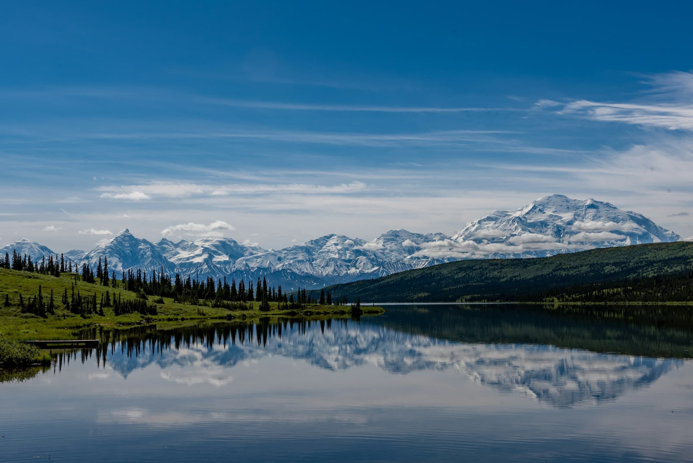 Denali reflected in Wonder Lake, an Alaska film production location