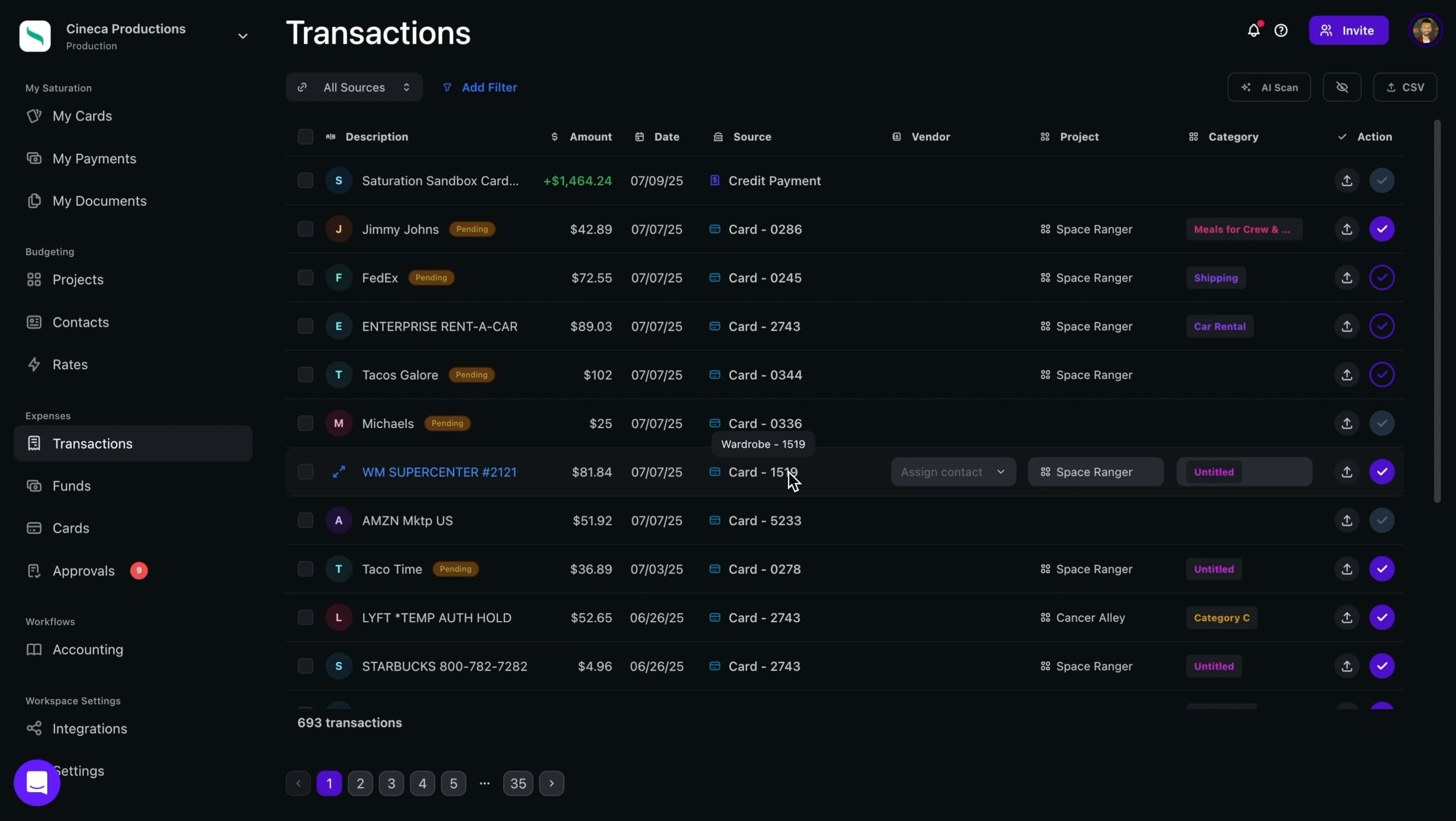 Film production expense management software