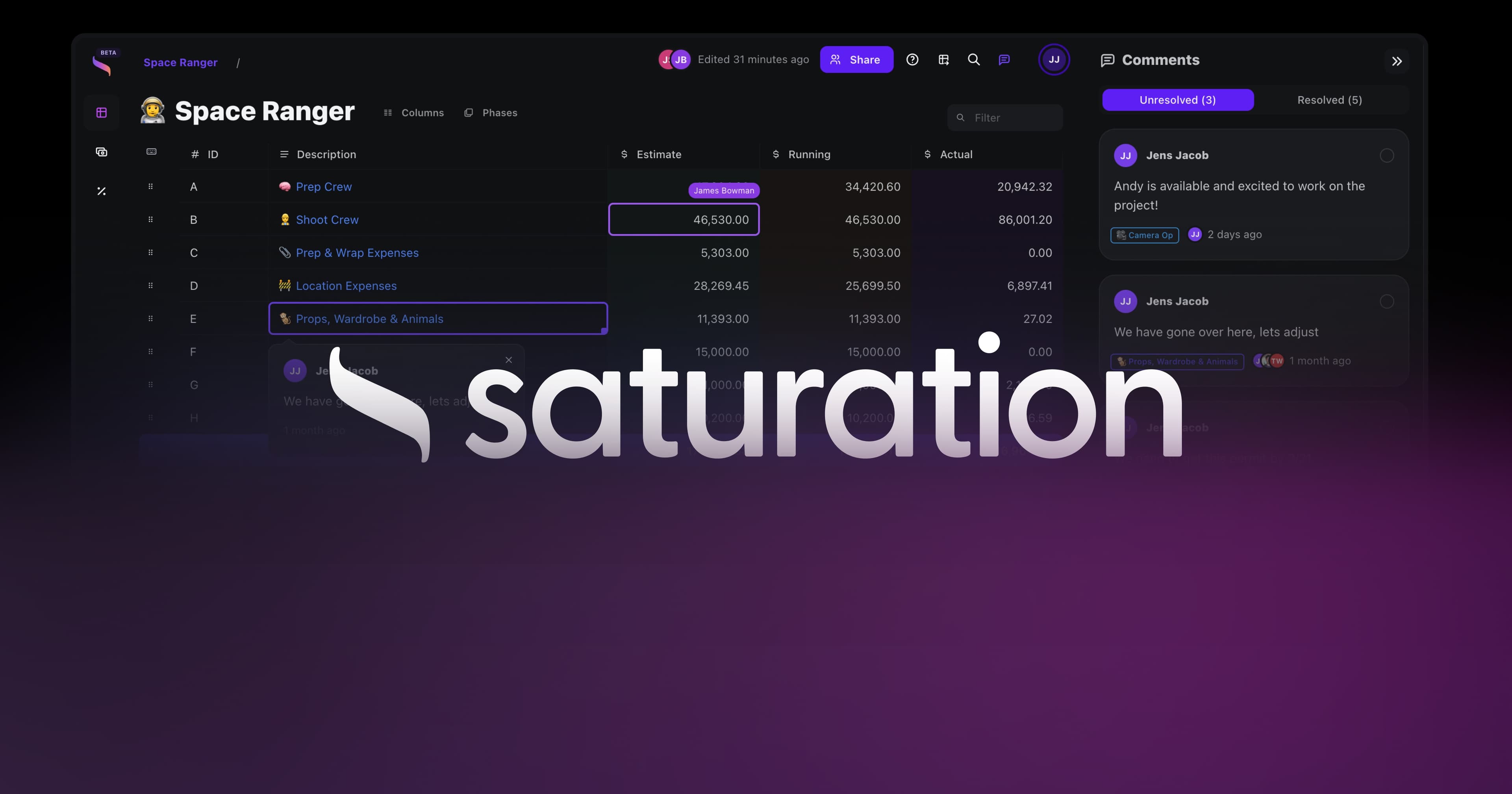 What is Saturation.io — film budgeting software