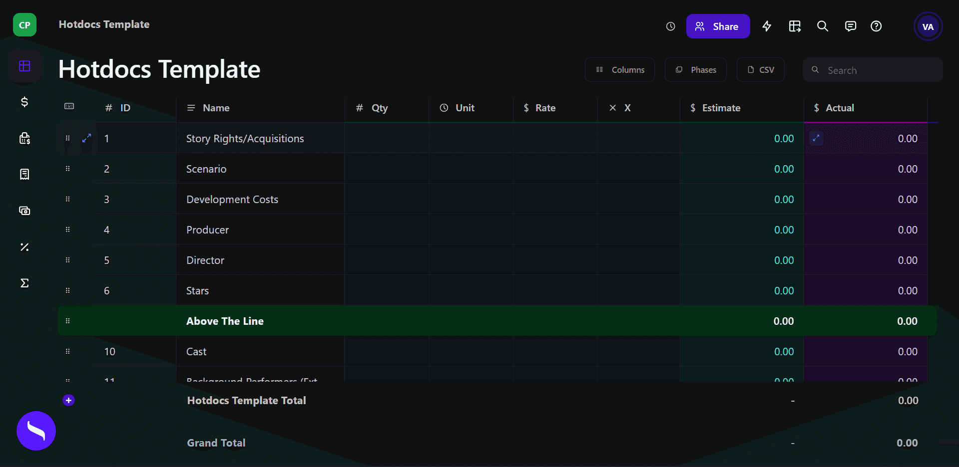 hot docs budget template