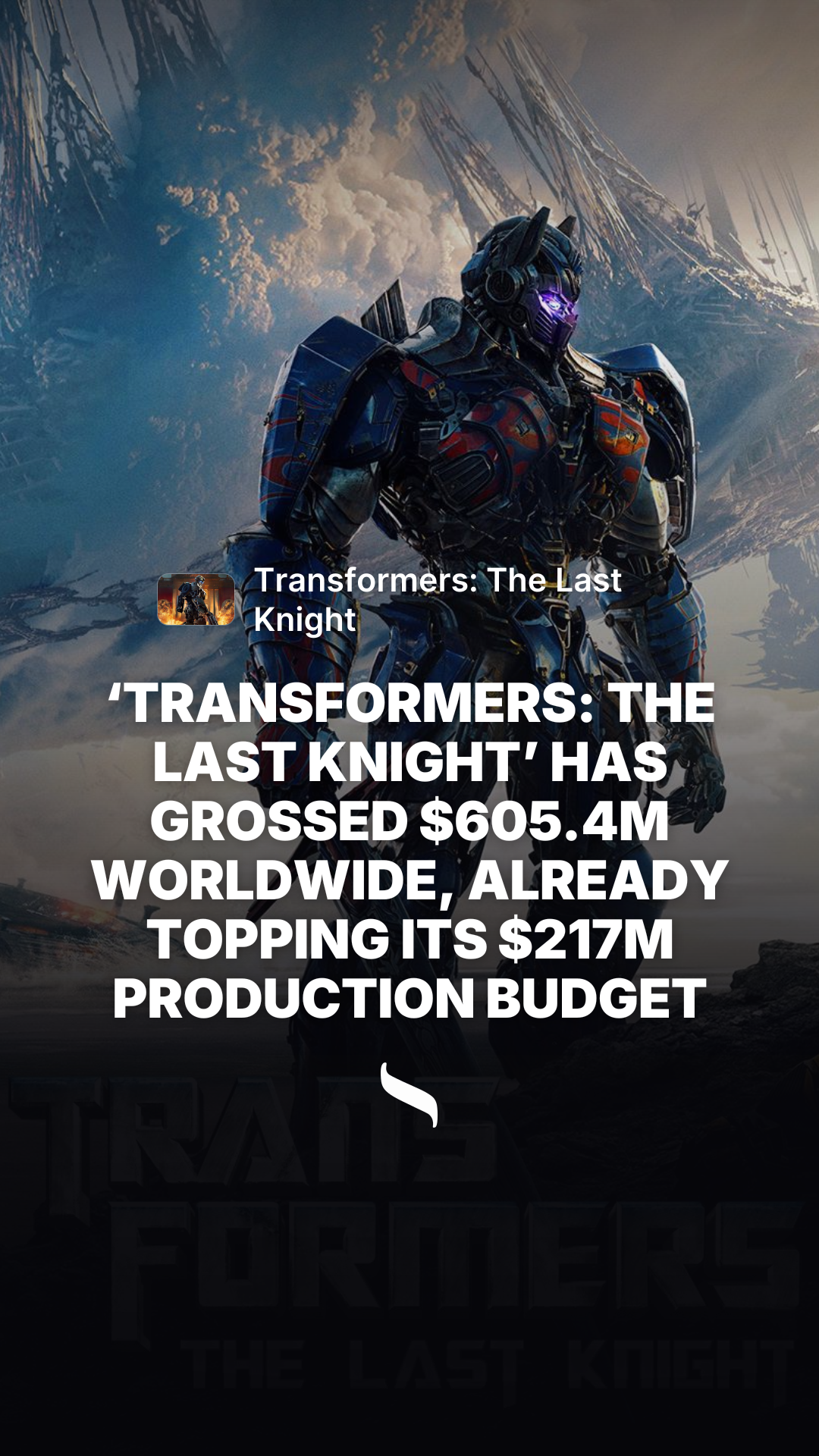 Transformers: The Last Knight share card