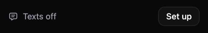 The Texts row on Saturation Home, reading Texts off, with a Set up button