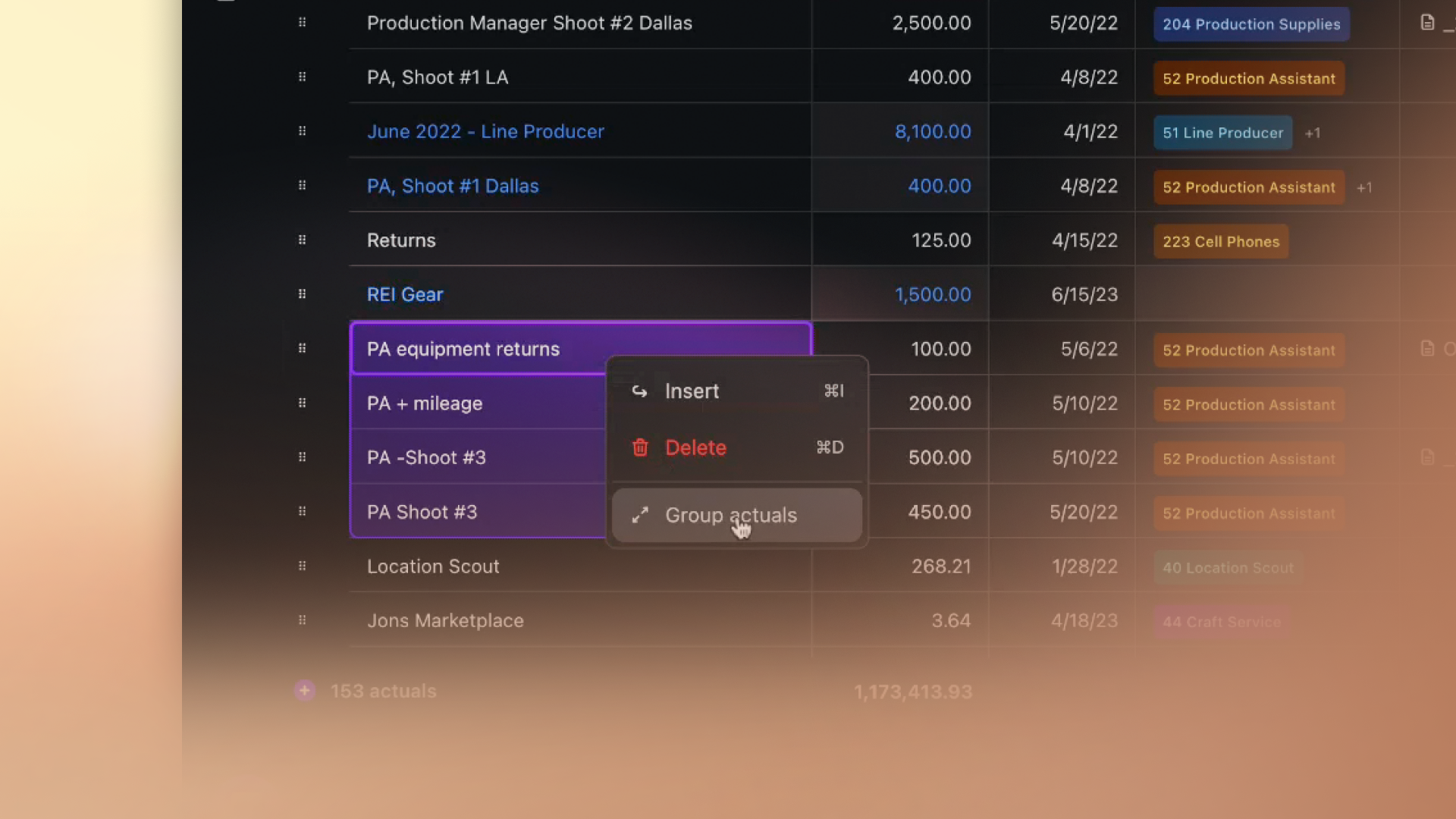Project Contacts feature