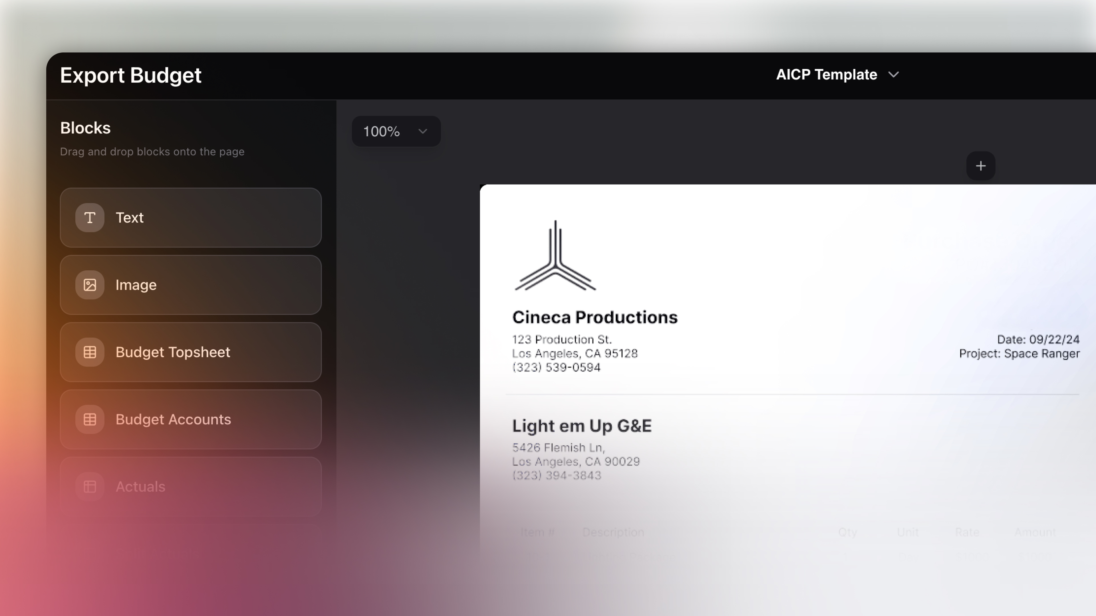 Saturation PDF Builder interface